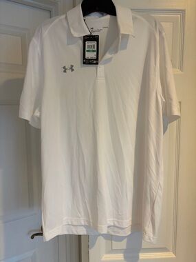 Under Armour Men’s White Polo with Gray Logo